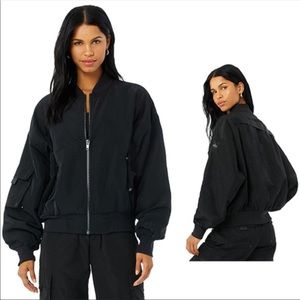 ALO YOGA IT GIRL BOMBER BLACK JACKET Women's NWOT, S